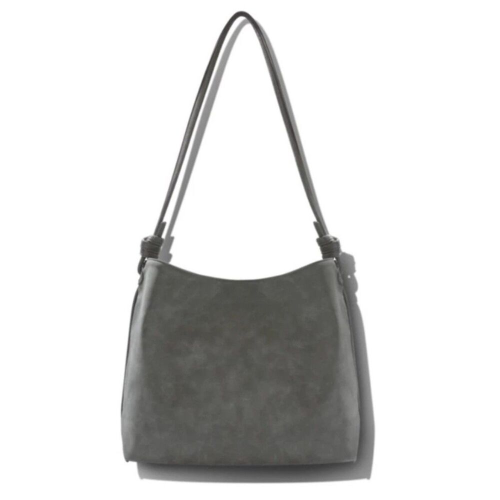 8 Other Reasons Stone Gray Suedette Betsy Slouch Tote Shoulder Bag